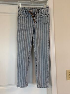 Pilcro and the Letterpress Light Blue & White Striped High-Rise Jeans Size 26